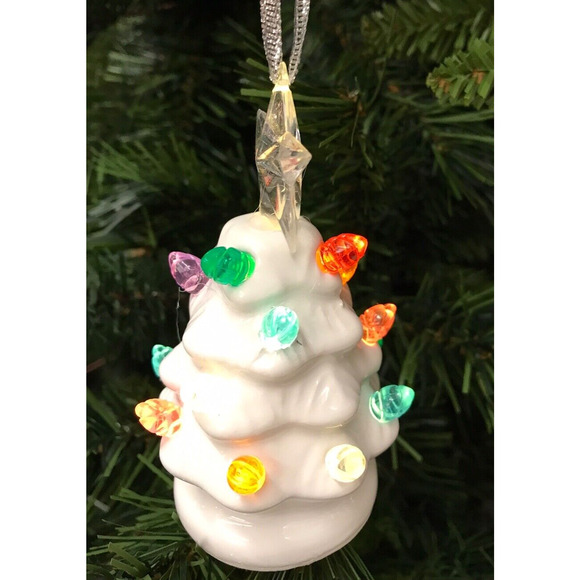 White LED Light Up Christmas Tree Ornament - Christmas Tree Nostalgic NEW - Picture 4 of 4